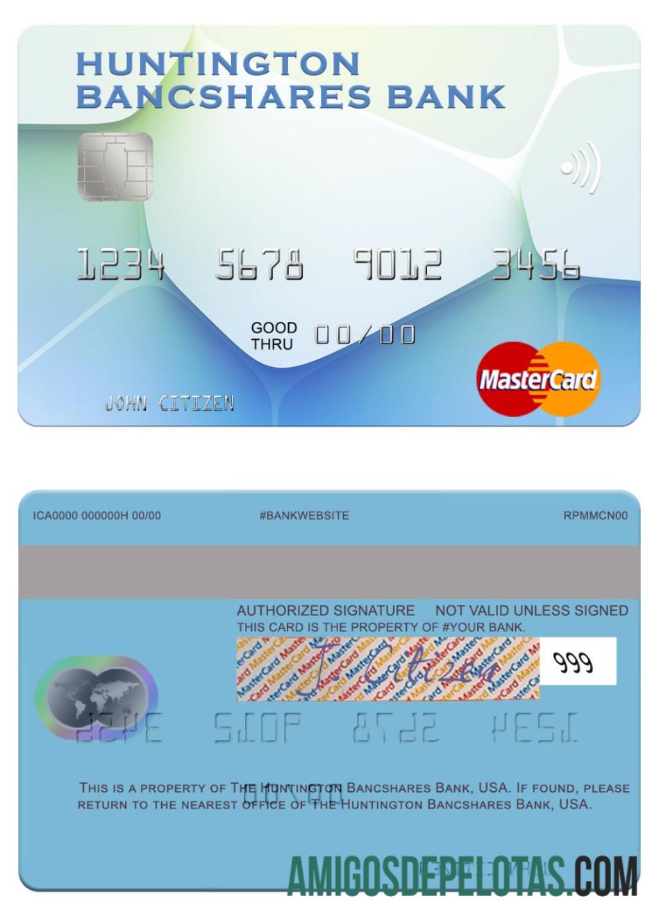 Mastercard do Banco Huntington Bancshares dos EUA amostra